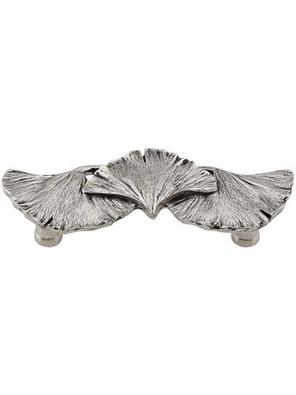Ginkgo Leaf Pull - 3 inch Center-to-Center in Brite Nickel.